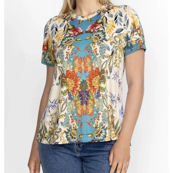 Johnny Was The Janie Favorite Short Sleeve Crew Neck Swing Tee Large - Picture 2 of 7